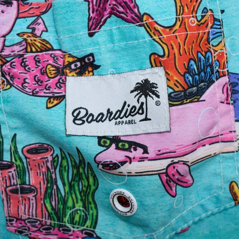 Boardies Apparel Kids Aqua Blue Sea Creature Liner Swim Trunks Size 1-2 Years